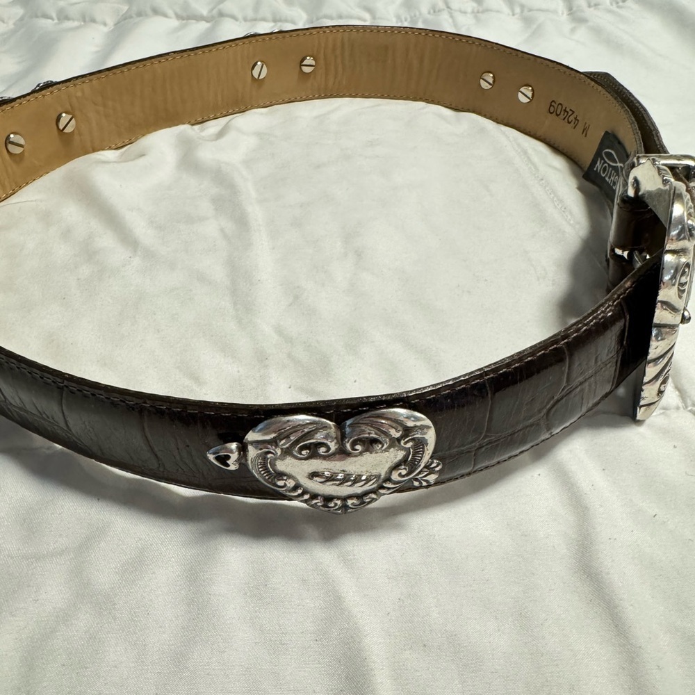 Brighton Romantic Heart Vintage 42409 Women’s Belt Brown Croc Leather 1995 VTG - Picture 5 of 13